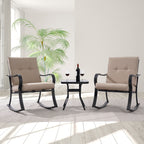 Ensemble bistrot d'extérieur Bonosuki 3 pièces avec chaises à bascule et table d'appoint