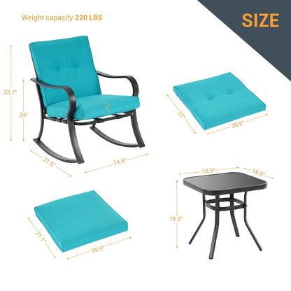 Ensemble bistrot d'extérieur Bonosuki 3 pièces avec chaises à bascule et table d'appoint