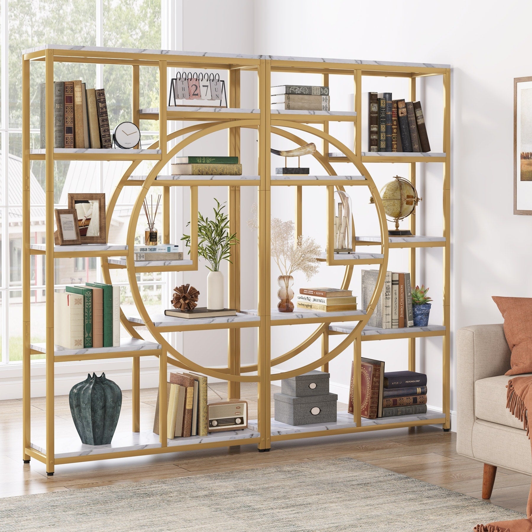 Bibliothèque industrielle à 5 étagères pour chambre, salon, bureau