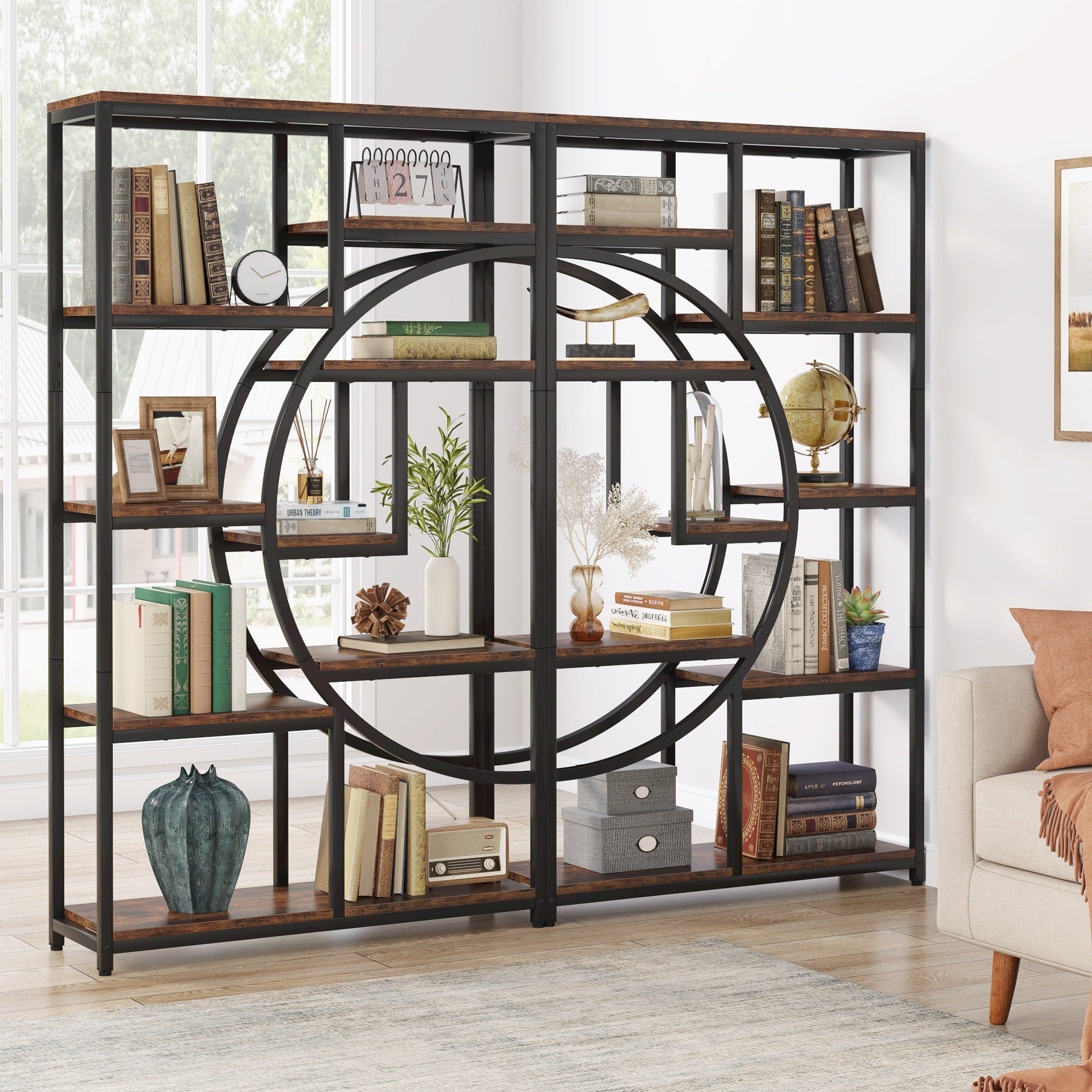 Bibliothèque industrielle à 5 étagères pour chambre, salon, bureau