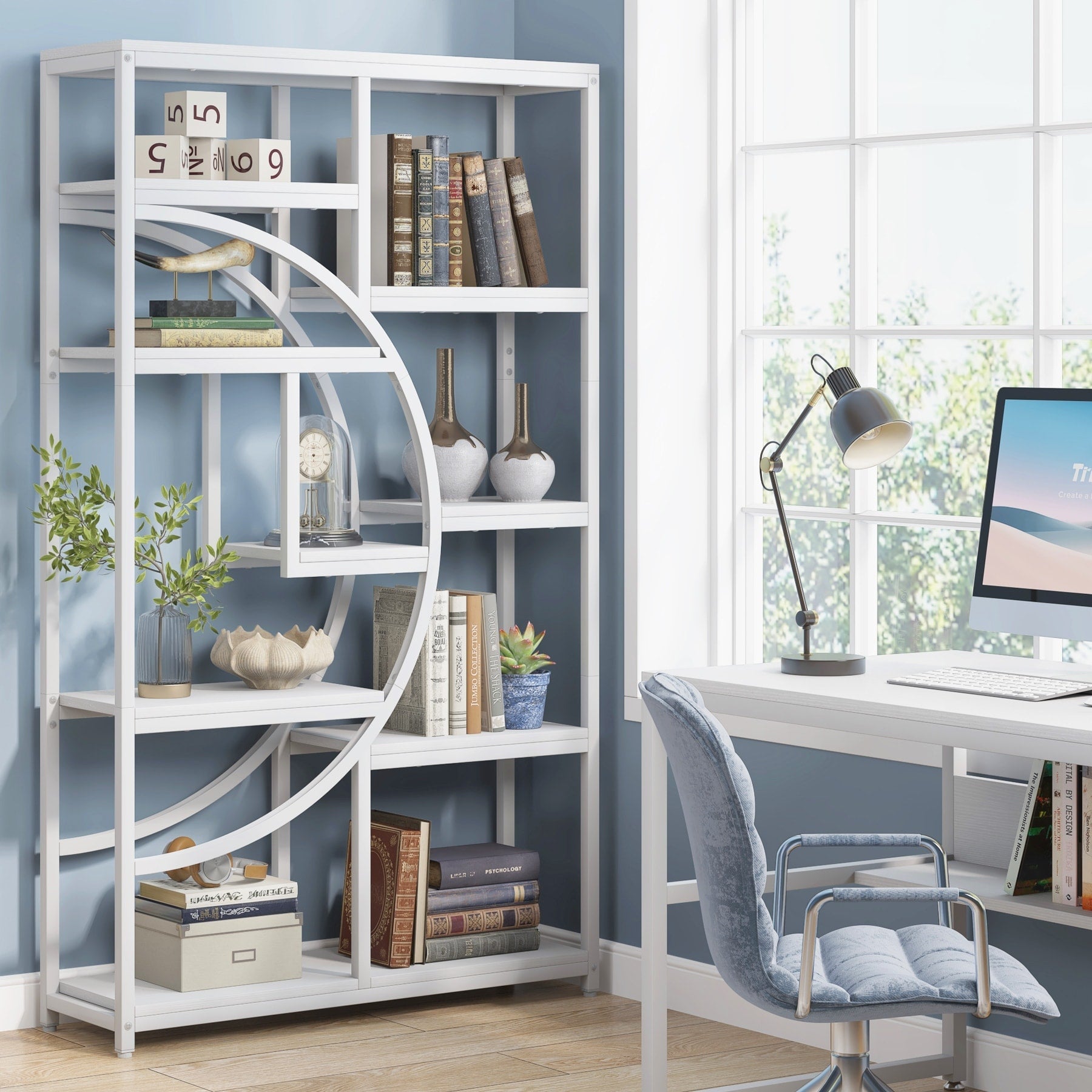 Bibliothèque industrielle à 5 étagères pour chambre, salon, bureau