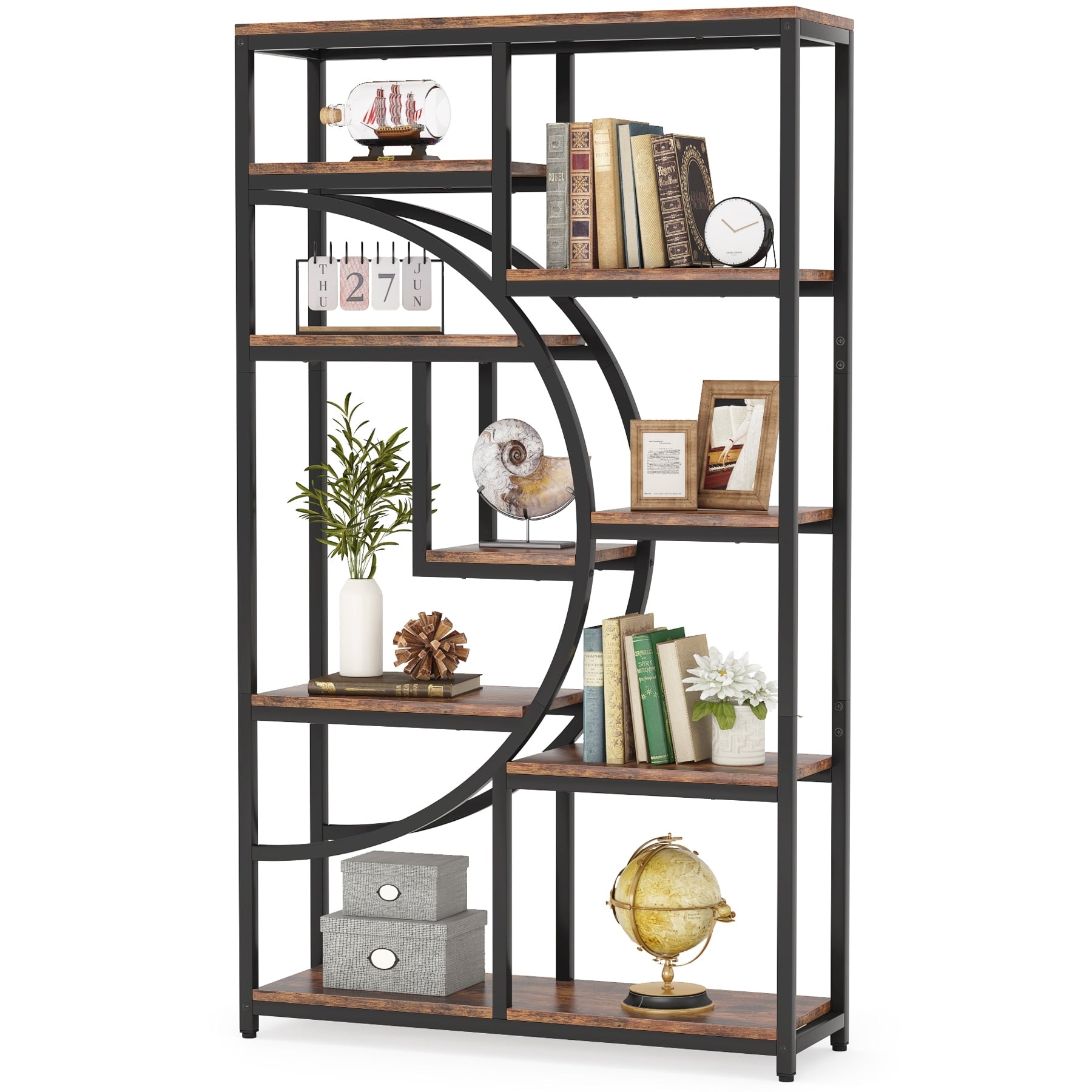 Bibliothèque industrielle à 5 étagères pour chambre, salon, bureau