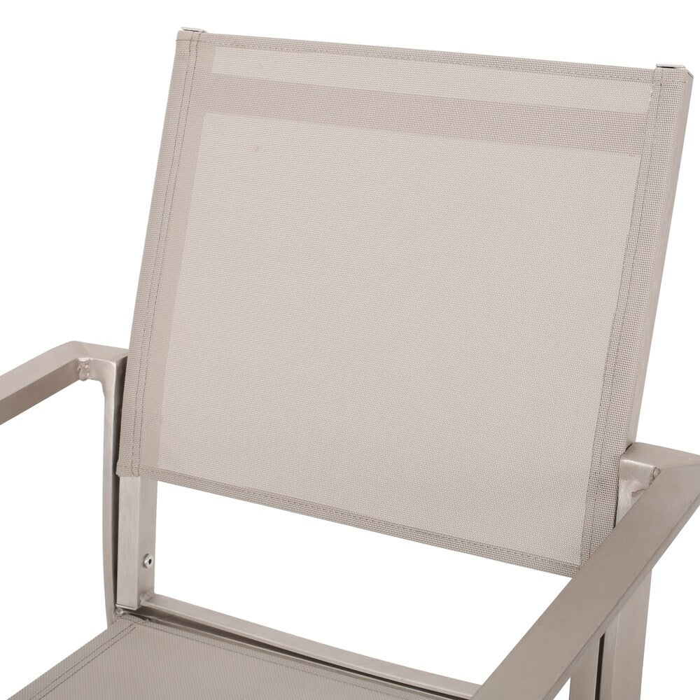Ensemble de salle à manger d'extérieur moderne Boris 4 places en aluminium avec plateau en imitation bois par Christopher Knight Home