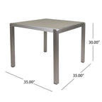 Ensemble de salle à manger d'extérieur moderne Boris 4 places en aluminium avec plateau en imitation bois par Christopher Knight Home