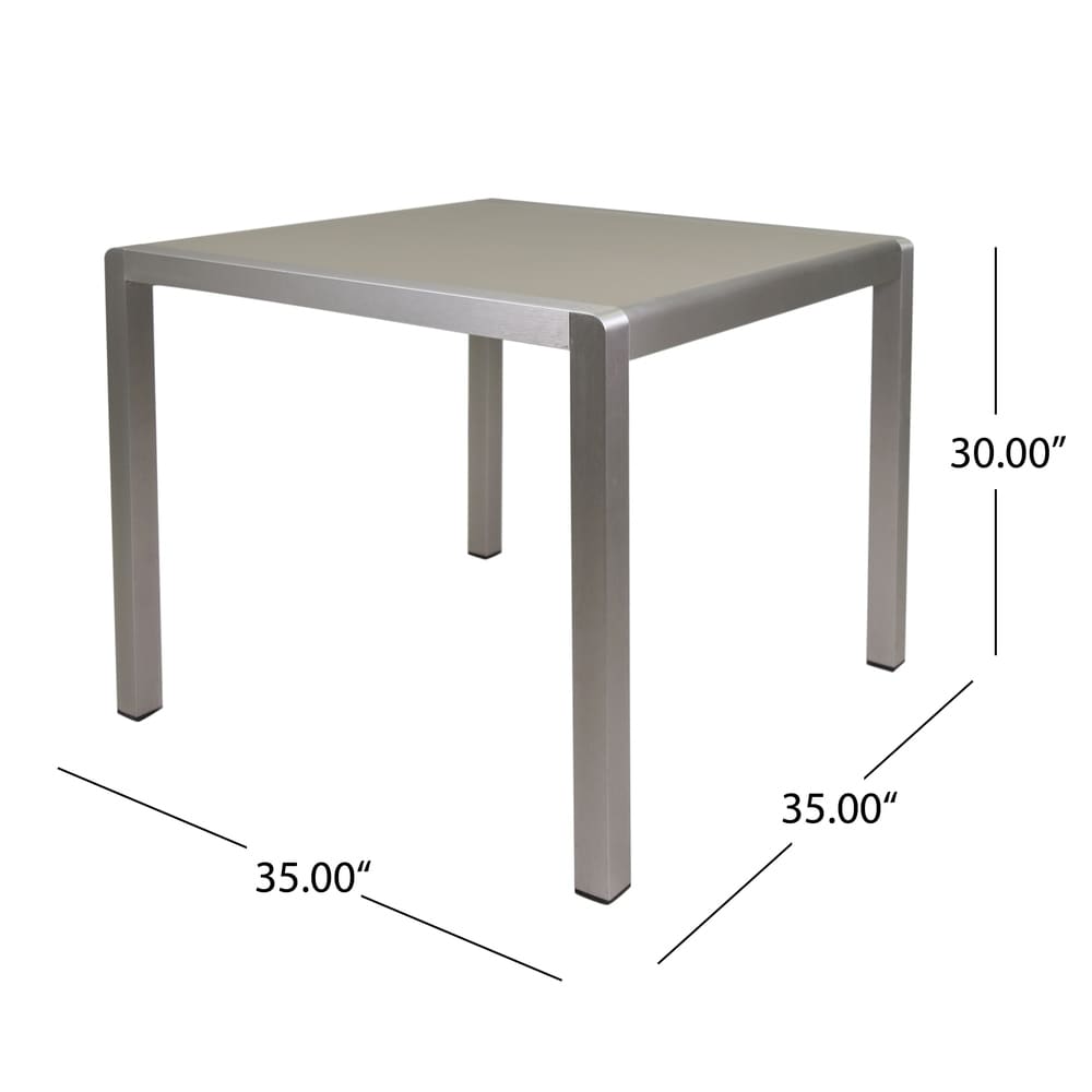 Ensemble de salle à manger d'extérieur moderne Boris 4 places en aluminium avec plateau en imitation bois par Christopher Knight Home