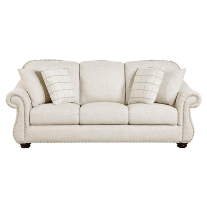 Canapé Boro avec 4 coussins décoratifs, 85 pouces, tissu beige moelleux