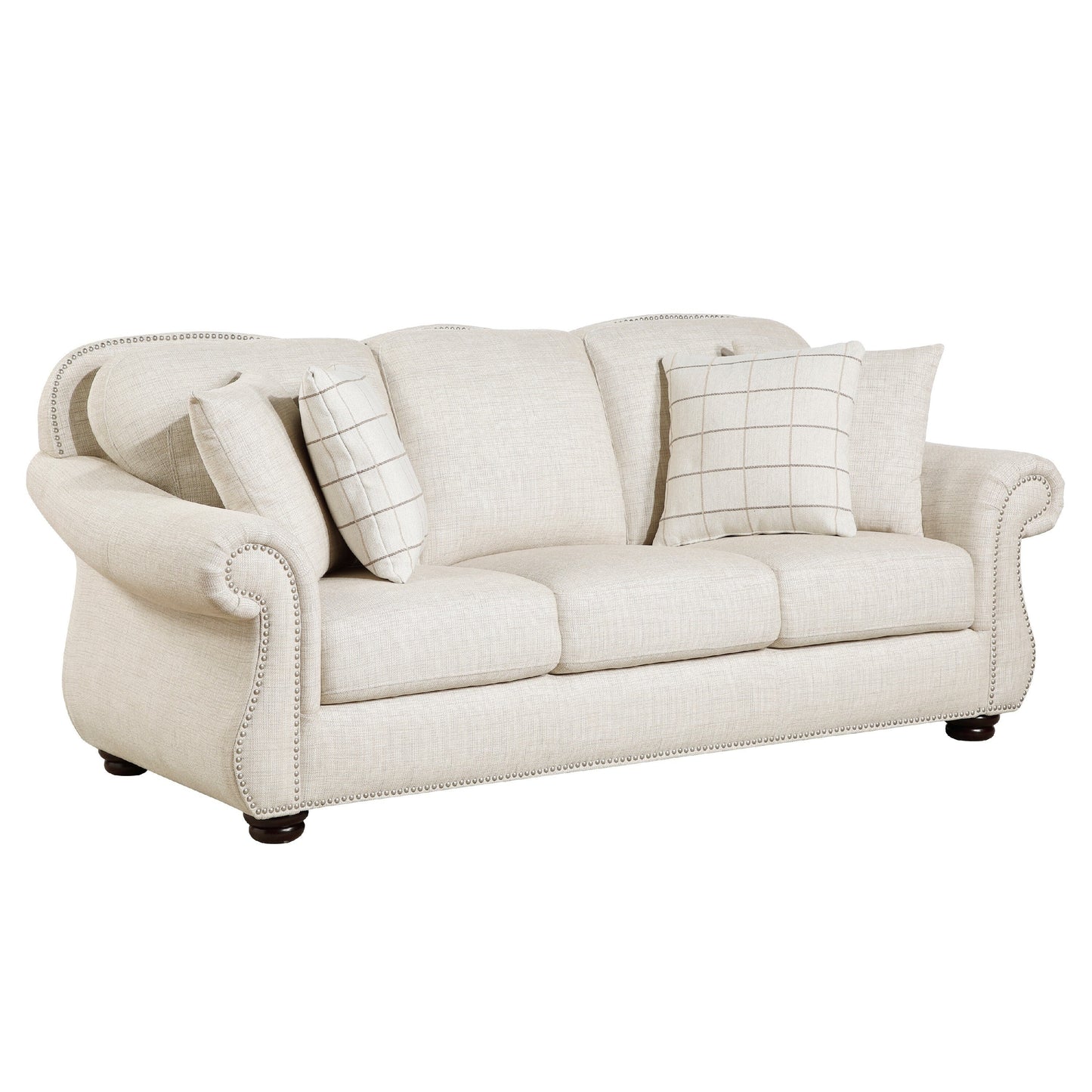 Canapé Boro avec 4 coussins décoratifs, 85 pouces, tissu beige moelleux