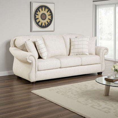 Canapé Boro avec 4 coussins décoratifs, 85 pouces, tissu beige moelleux