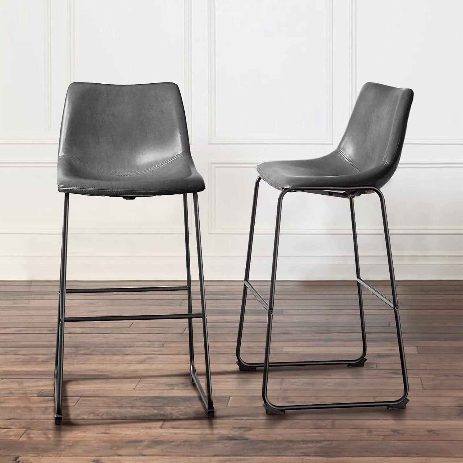 Tabourets de bar Bossin 18/26/30 pouces, tabourets de bar à hauteur de comptoir avec dossier, tabourets modernes en cuir PU, chaise de salle à manger avec repose-pieds
