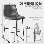 Tabourets de bar Bossin 18/26/30 pouces, tabourets de bar à hauteur de comptoir avec dossier, tabourets modernes en cuir PU, chaise de salle à manger avec repose-pieds