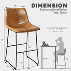 Tabourets de bar Bossin 18/26/30 pouces, tabourets de bar à hauteur de comptoir avec dossier, tabourets modernes en cuir PU, chaise de salle à manger avec repose-pieds