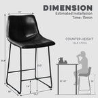 Tabourets de bar Bossin 18/26/30 pouces, tabourets de bar à hauteur de comptoir avec dossier, tabourets modernes en cuir PU, chaise de salle à manger avec repose-pieds