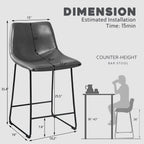 Tabourets de bar Bossin 18/26/30 pouces, tabourets de bar à hauteur de comptoir avec dossier, tabourets modernes en cuir PU, chaise de salle à manger avec repose-pieds