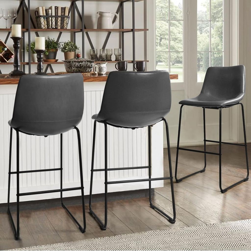 Tabourets de bar Bossin 18/26/30 pouces, tabourets de bar à hauteur de comptoir avec dossier, tabourets modernes en cuir PU, chaise de salle à manger avec repose-pieds