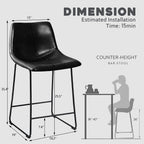 Tabourets de bar Bossin 18/26/30 pouces, tabourets de bar à hauteur de comptoir avec dossier, tabourets modernes en cuir PU, chaise de salle à manger avec repose-pieds
