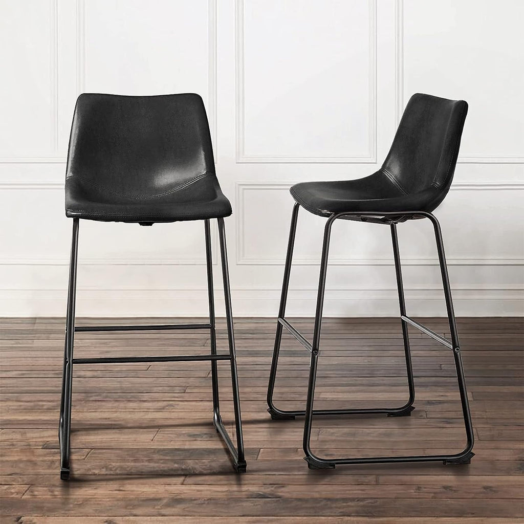 Tabourets de bar Bossin 18/26/30 pouces, tabourets de bar à hauteur de comptoir avec dossier, tabourets modernes en cuir PU, chaise de salle à manger avec repose-pieds