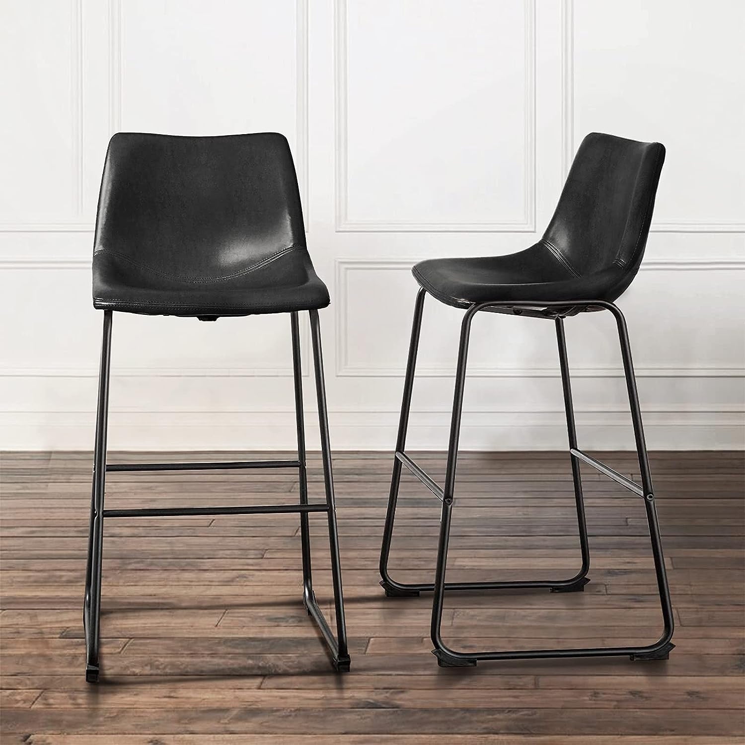 Tabourets de bar Bossin 18/26/30 pouces, tabourets de bar à hauteur de comptoir avec dossier, tabourets modernes en cuir PU, chaise de salle à manger avec repose-pieds