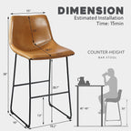 Tabourets de bar Bossin 18/26/30 pouces, tabourets de bar à hauteur de comptoir avec dossier, tabourets modernes en cuir PU, chaise de salle à manger avec repose-pieds