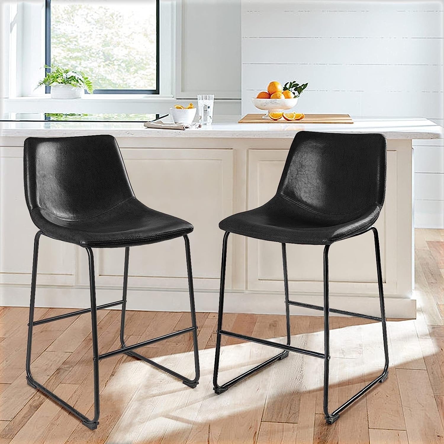 Tabourets de bar Bossin 18/26/30 pouces, tabourets de bar à hauteur de comptoir avec dossier, tabourets modernes en cuir PU, chaise de salle à manger avec repose-pieds