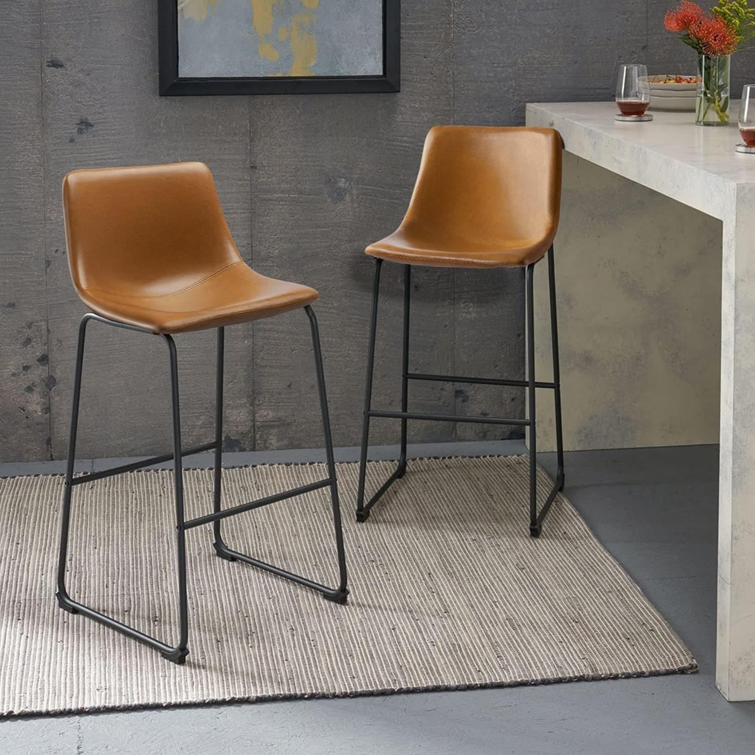 Tabourets de bar Bossin 18/26/30 pouces, tabourets de bar à hauteur de comptoir avec dossier, tabourets modernes en cuir PU, chaise de salle à manger avec repose-pieds