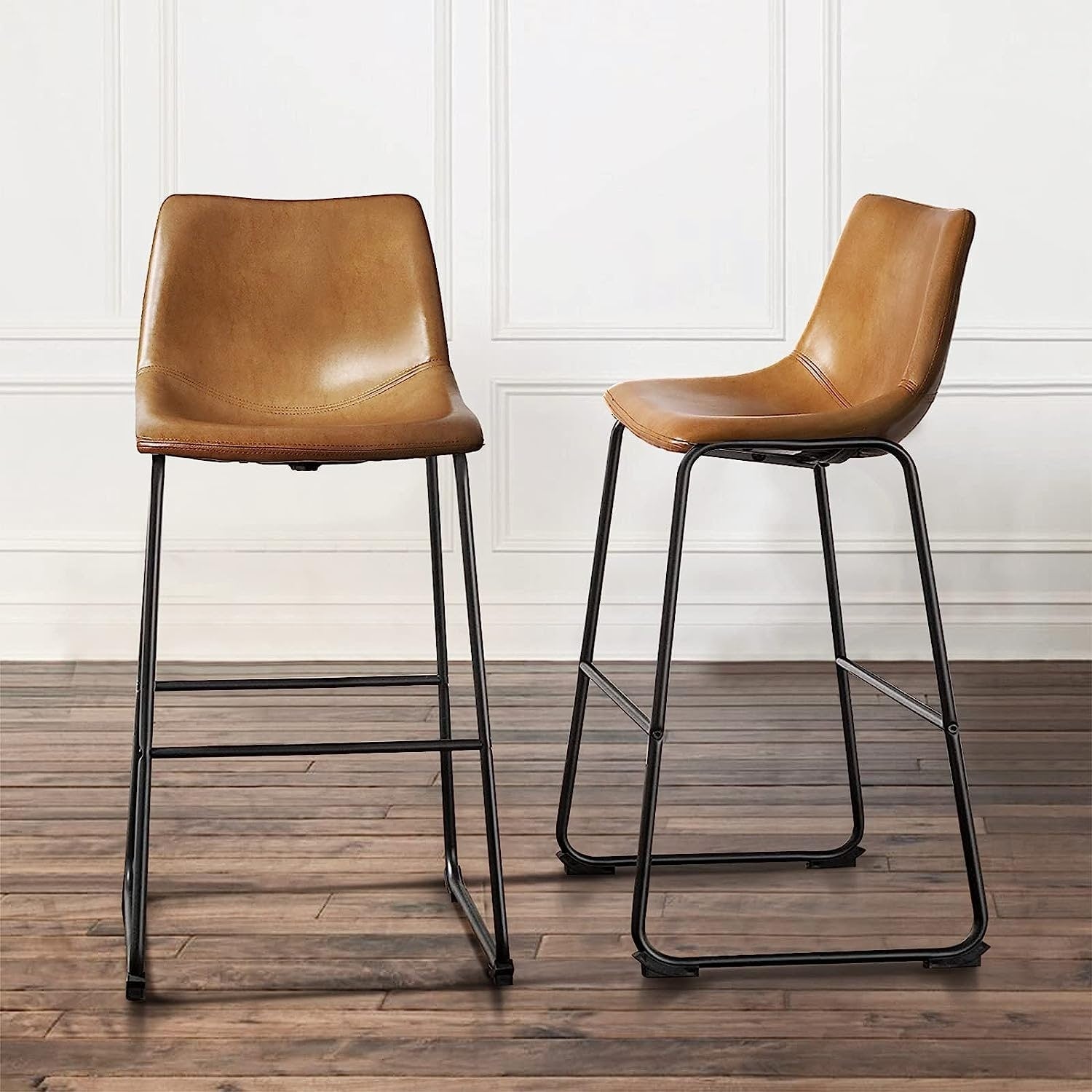 Tabourets de bar Bossin 18/26/30 pouces, tabourets de bar à hauteur de comptoir avec dossier, tabourets modernes en cuir PU, chaise de salle à manger avec repose-pieds