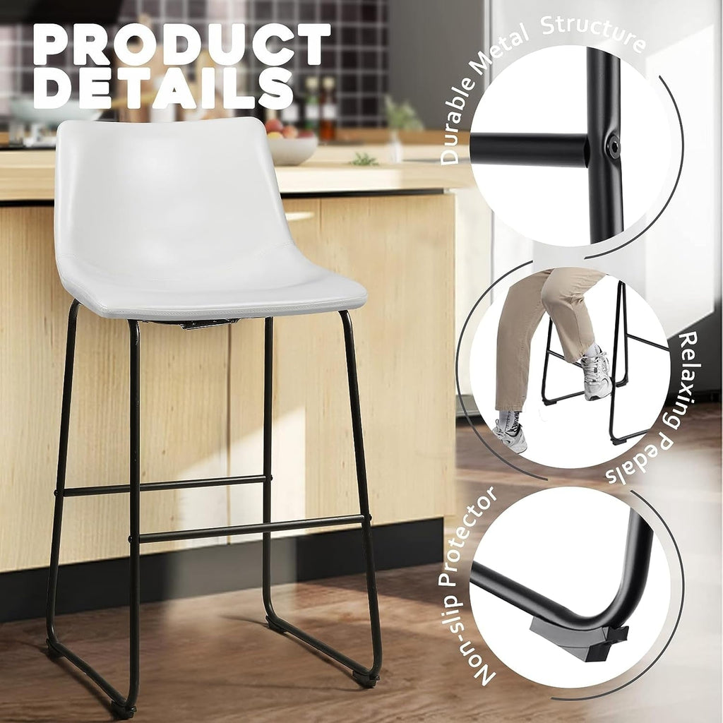 Tabourets de bar Bossin 18/26/30 pouces, tabourets de bar à hauteur de comptoir avec dossier, tabourets modernes en cuir PU, chaise de salle à manger avec repose-pieds