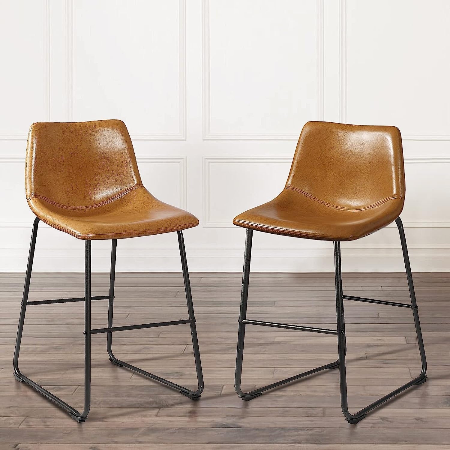 Tabourets de bar Bossin 18/26/30 pouces, tabourets de bar à hauteur de comptoir avec dossier, tabourets modernes en cuir PU, chaise de salle à manger avec repose-pieds
