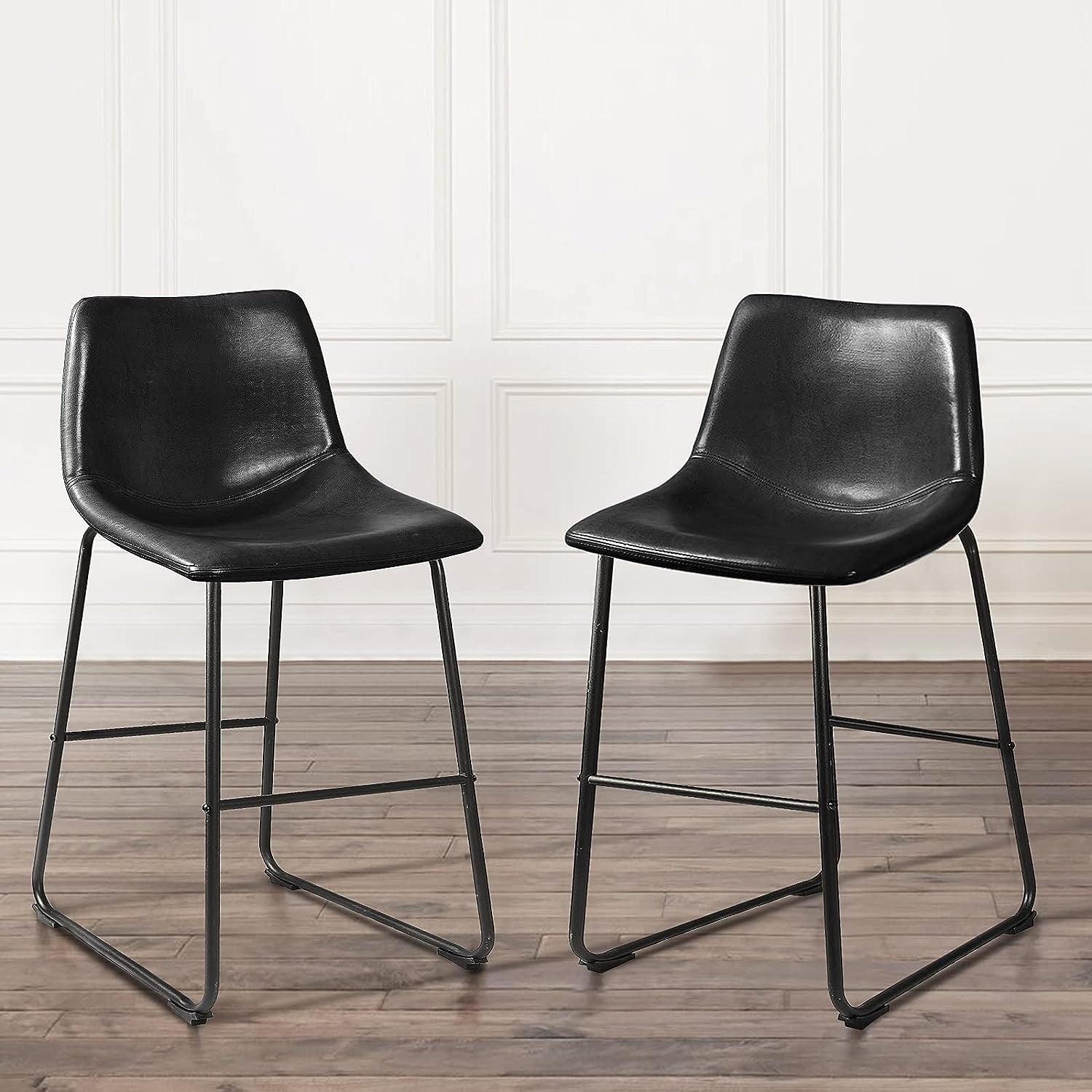Tabourets de bar Bossin 18/26/30 pouces, tabourets de bar à hauteur de comptoir avec dossier, tabourets modernes en cuir PU, chaise de salle à manger avec repose-pieds