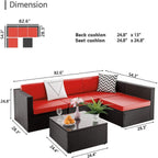 Ensemble de meubles de jardin Bossin 5 pièces, canapé de jardin, ensemble de conversation en osier pour l'extérieur et l'intérieur avec table