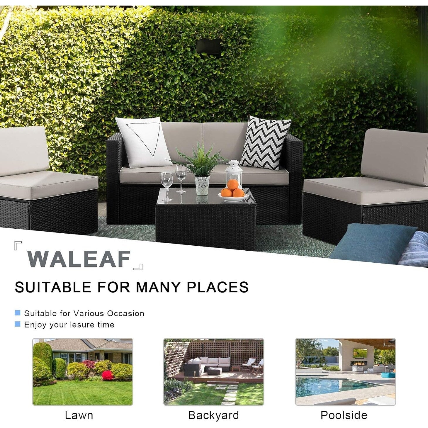 Ensemble de meubles de jardin Bossin 5 pièces, canapé de jardin, ensemble de conversation en osier pour l'extérieur et l'intérieur avec table