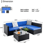 Ensemble de meubles de jardin Bossin 5 pièces, canapé de jardin, ensemble de conversation en osier pour l'extérieur et l'intérieur avec table
