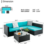 Ensemble de meubles de jardin Bossin 5 pièces, canapé de jardin, ensemble de conversation en osier pour l'extérieur et l'intérieur avec table