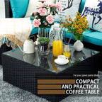 Ensemble de meubles de jardin Bossin 5 pièces, canapé de jardin, ensemble de conversation en osier pour l'extérieur et l'intérieur avec table