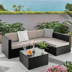 Ensemble de meubles de jardin Bossin 5 pièces, canapé de jardin, ensemble de conversation en osier pour l'extérieur et l'intérieur avec table
