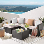 Ensemble de meubles de jardin Bossin 5 pièces, canapé de jardin, ensemble de conversation en osier pour l'extérieur et l'intérieur avec table