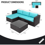 Ensemble de meubles de jardin Bossin 5 pièces, canapé de jardin, ensemble de conversation en osier pour l'extérieur et l'intérieur avec table