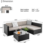 Ensemble de meubles de jardin Bossin 5 pièces, canapé de jardin, ensemble de conversation en osier pour l'extérieur et l'intérieur avec table