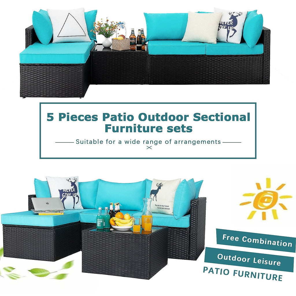 Ensemble de meubles de jardin Bossin 5 pièces, canapé de jardin, ensemble de conversation en osier pour l'extérieur et l'intérieur avec table