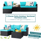 Ensemble de meubles de jardin Bossin 5 pièces, canapé de jardin, ensemble de conversation en osier pour l'extérieur et l'intérieur avec table