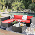 Ensemble de meubles de jardin Bossin 5 pièces, canapé de jardin, ensemble de conversation en osier pour l'extérieur et l'intérieur avec table