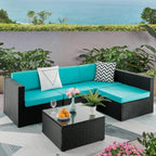 Ensemble de meubles de jardin Bossin 5 pièces, canapé de jardin, ensemble de conversation en osier pour l'extérieur et l'intérieur avec table