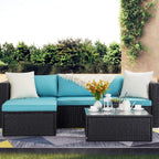 Ensemble de meubles de jardin Bossin 5 pièces, canapé de jardin, ensemble de conversation en osier pour l'extérieur et l'intérieur avec table