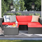 Ensemble de meubles de jardin Bossin 5 pièces, canapé de jardin, ensemble de conversation en osier pour l'extérieur et l'intérieur avec table
