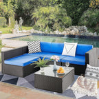 Ensemble de meubles de jardin Bossin 5 pièces, canapé de jardin, ensemble de conversation en osier pour l'extérieur et l'intérieur avec table