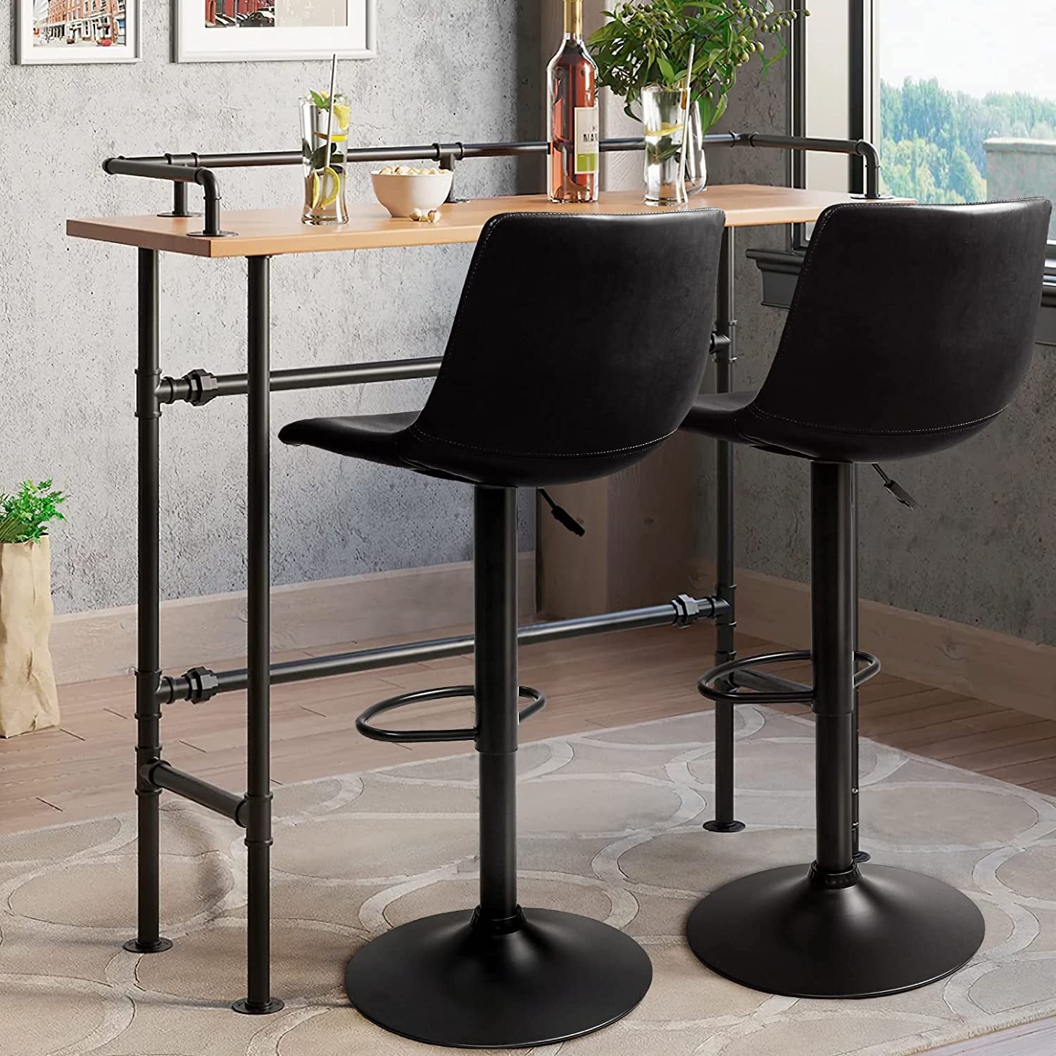 Tabourets de bar pivotants réglables Bossin avec dossier – Hauteur comptoir