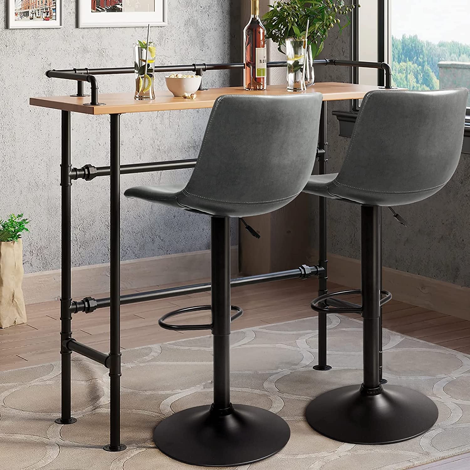 Tabourets de bar pivotants réglables Bossin avec dossier – Hauteur comptoir