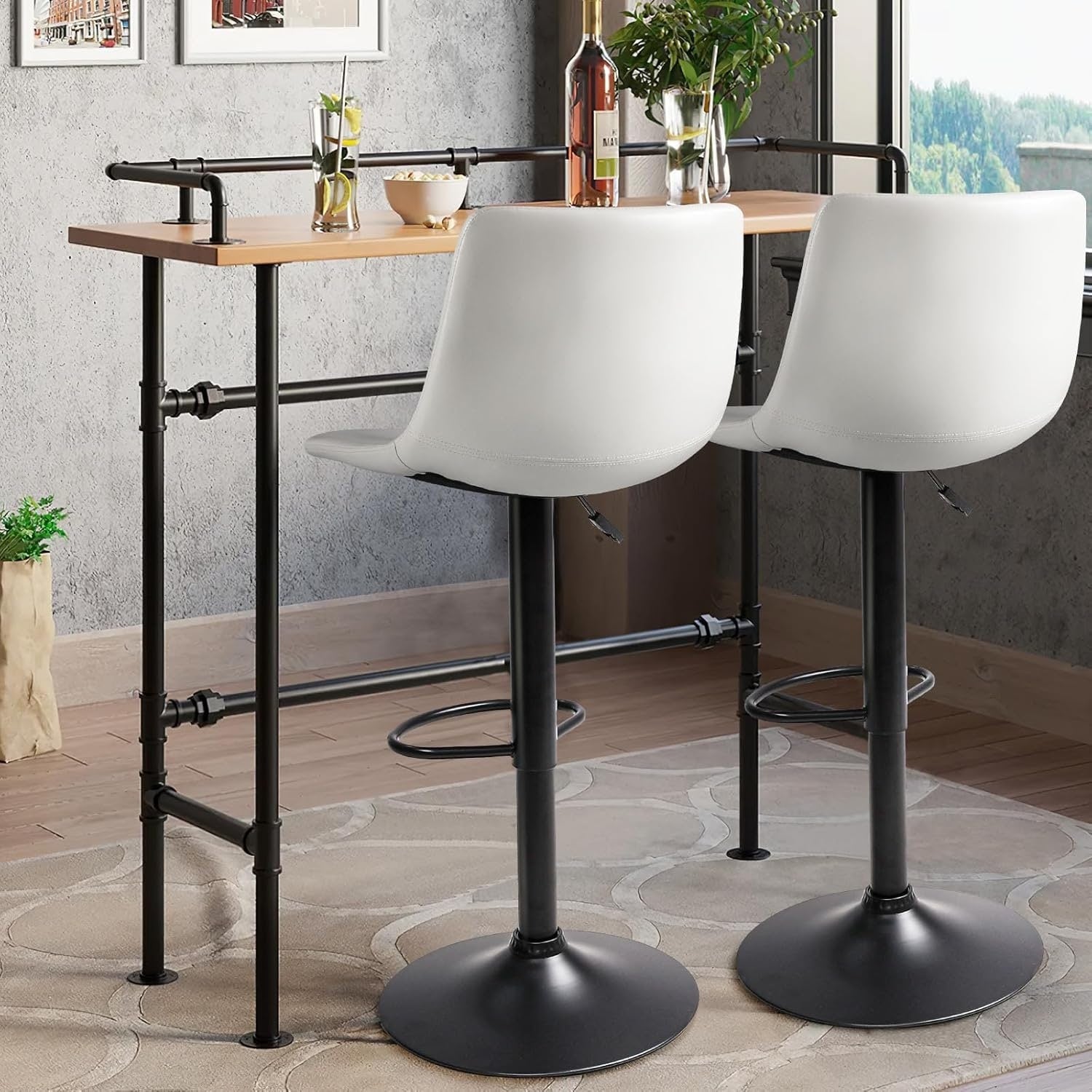 Tabourets de bar pivotants réglables Bossin avec dossier – Hauteur comptoir