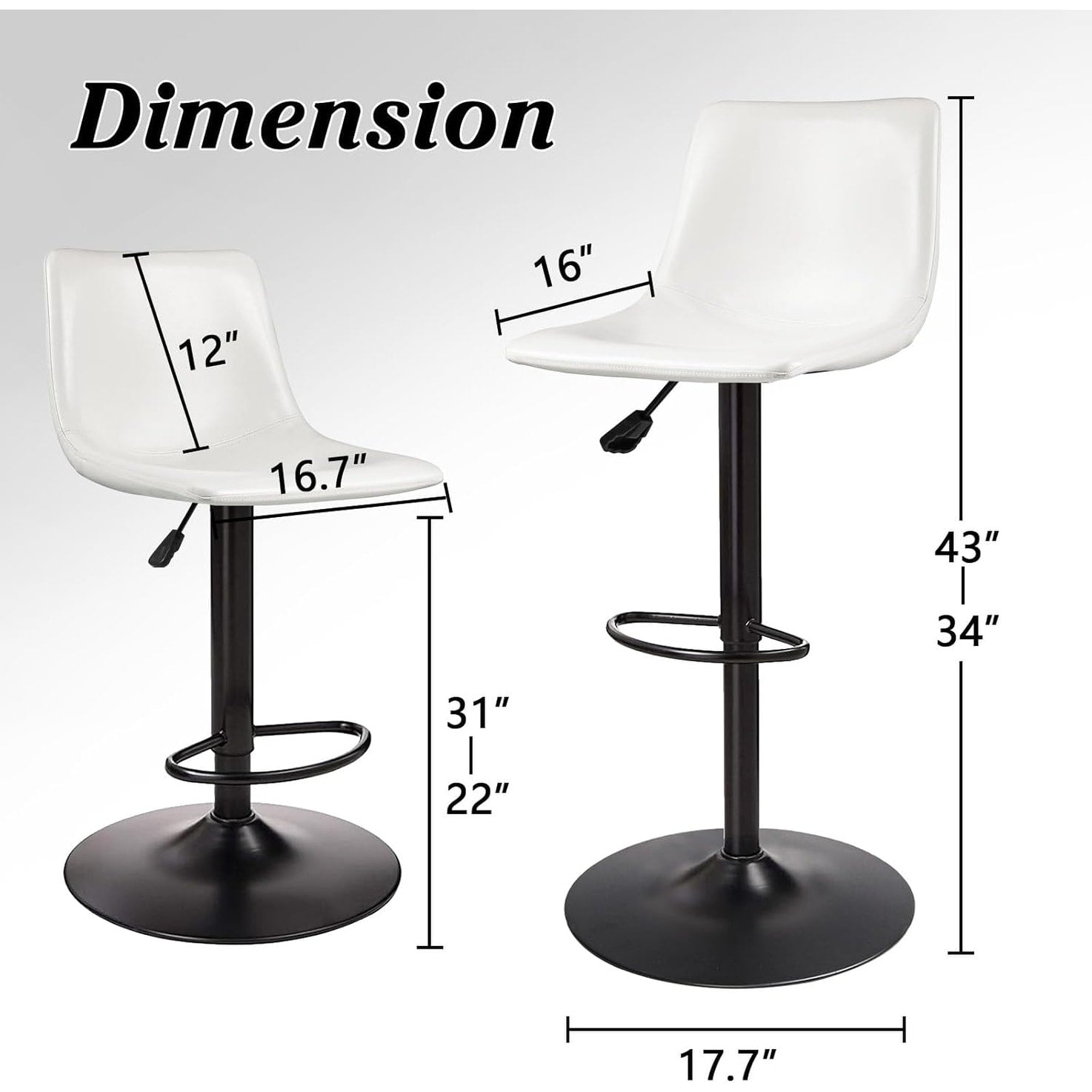Tabourets de bar pivotants réglables Bossin avec dossier – Hauteur comptoir