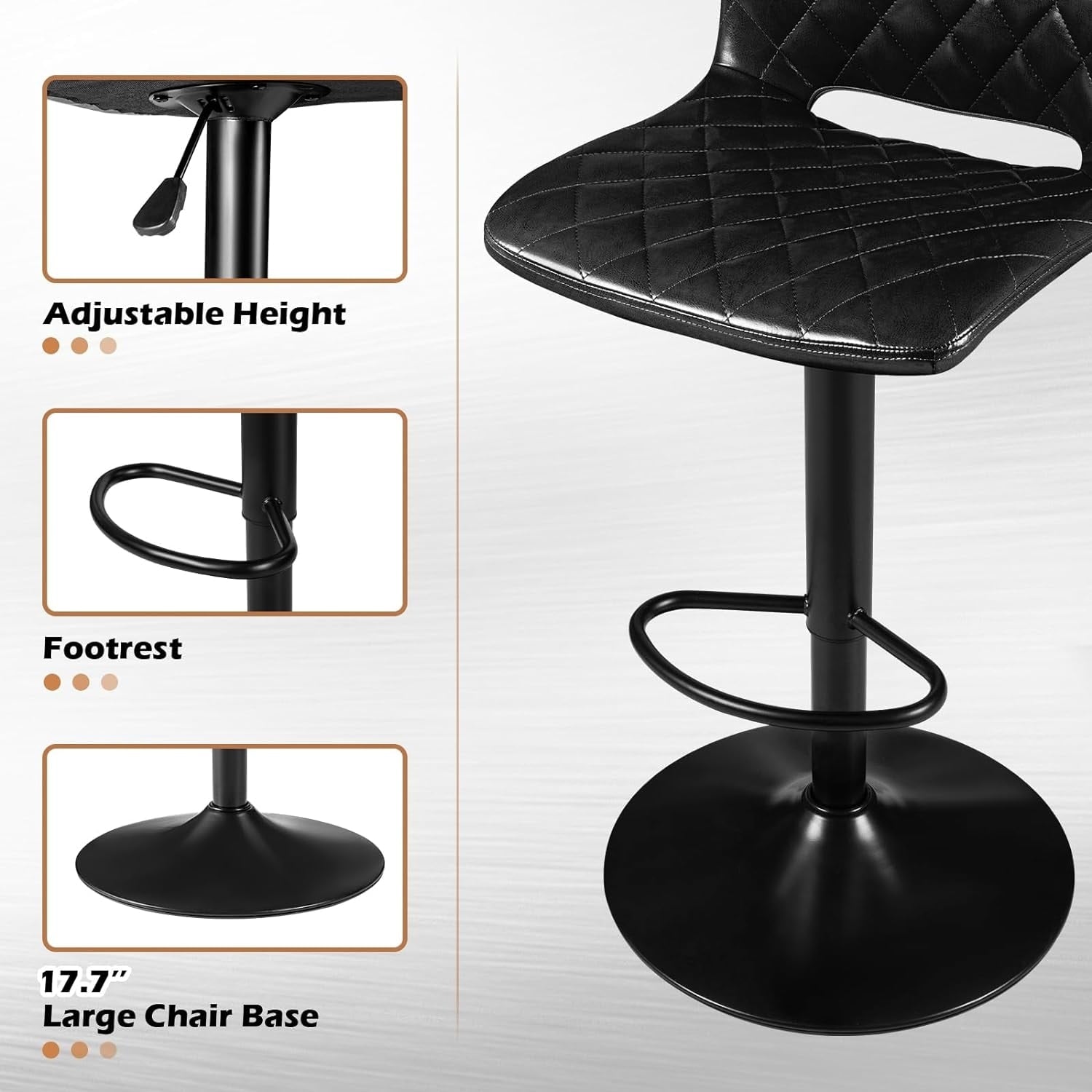 Tabourets de bar pivotants réglables Bossin avec dossier – Hauteur comptoir