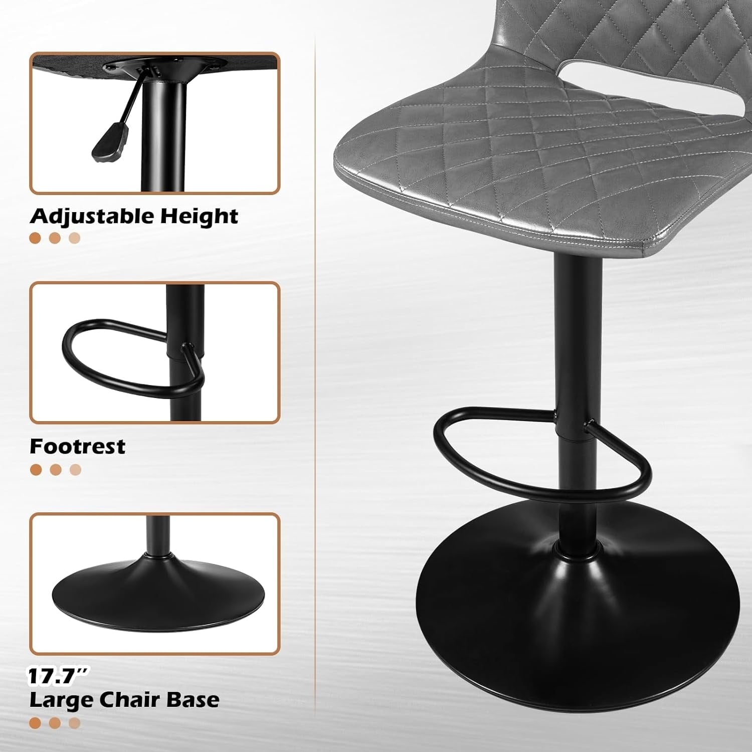 Tabourets de bar pivotants réglables Bossin avec dossier – Hauteur comptoir